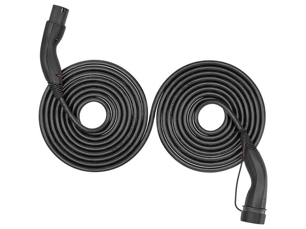 Type 2 selvoptrækkende opladningskabel, op til 22 kW, 7 m, sort