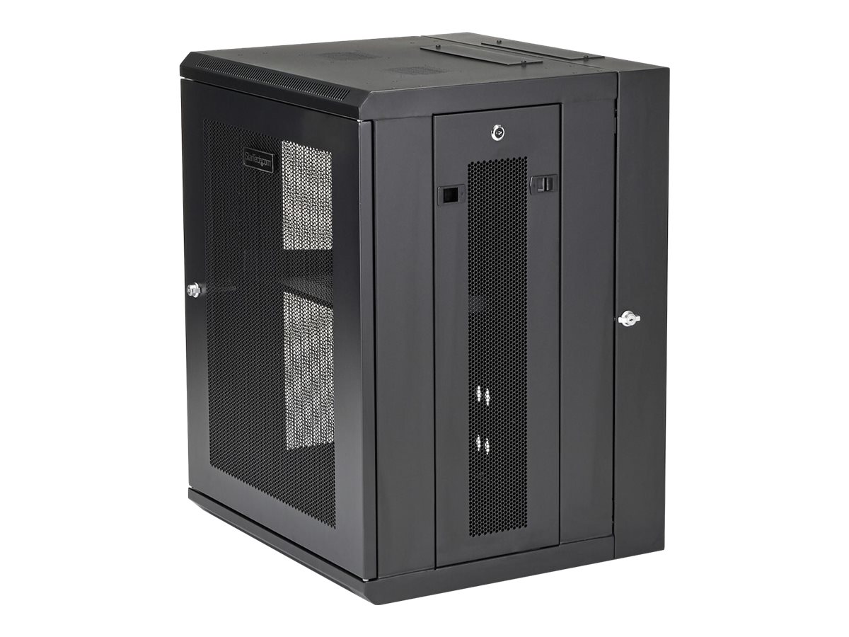 StarTech.com 15U 19" Wall Mount Network Cabinet - 16" Deep Hinged Locking Flexible IT Data Equipment Rack Vented Enclosure w/Shelf Rack Sort billede