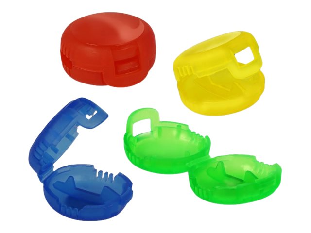 DE-LOCK Cable marker clips, 4-pack, blue/yellow/red/green, 3,5mm cable