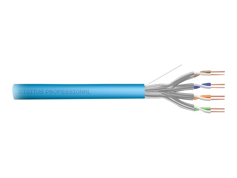 DIGITUS Professional - Installationskabel - 7.2 mm - U/FTP - simplex - CAT 6a - IEEE 802.5/IEEE 802.3 - halogenfri, solid - lyseblå, RAL 5012