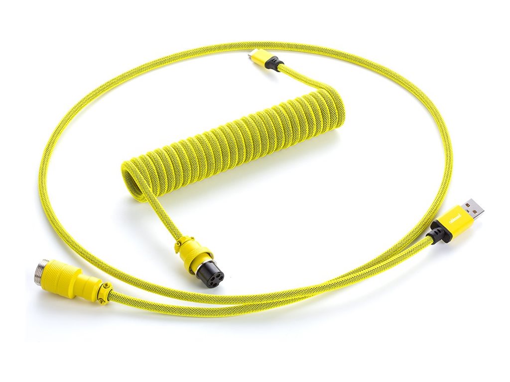 CableMod Pro Coiled Keyboard Cable USB-C to USB Type A, Dominator Yellow - 150cm USB Kabler - GEEKD.dk