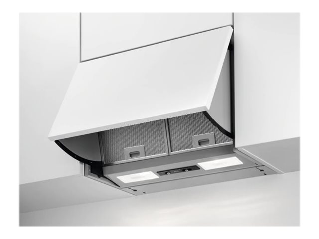 AEG DEB2531S - Hætte - integreret - bredde: 55.9 cm - dybde: 27 cm - udtrækning og recirkulation (med ekstra recirkulationssæt) - grå