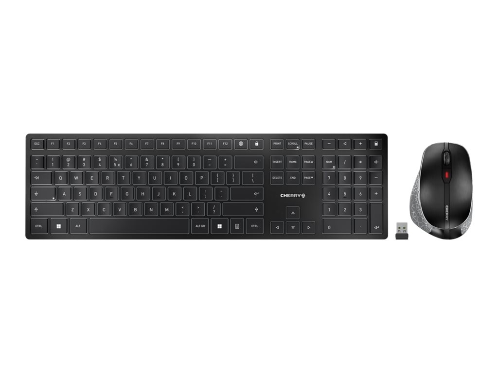 CHERRY DW 9500 SLIM Sæt med mus og tastatur Saks Trådløs USA med Euro-symbol