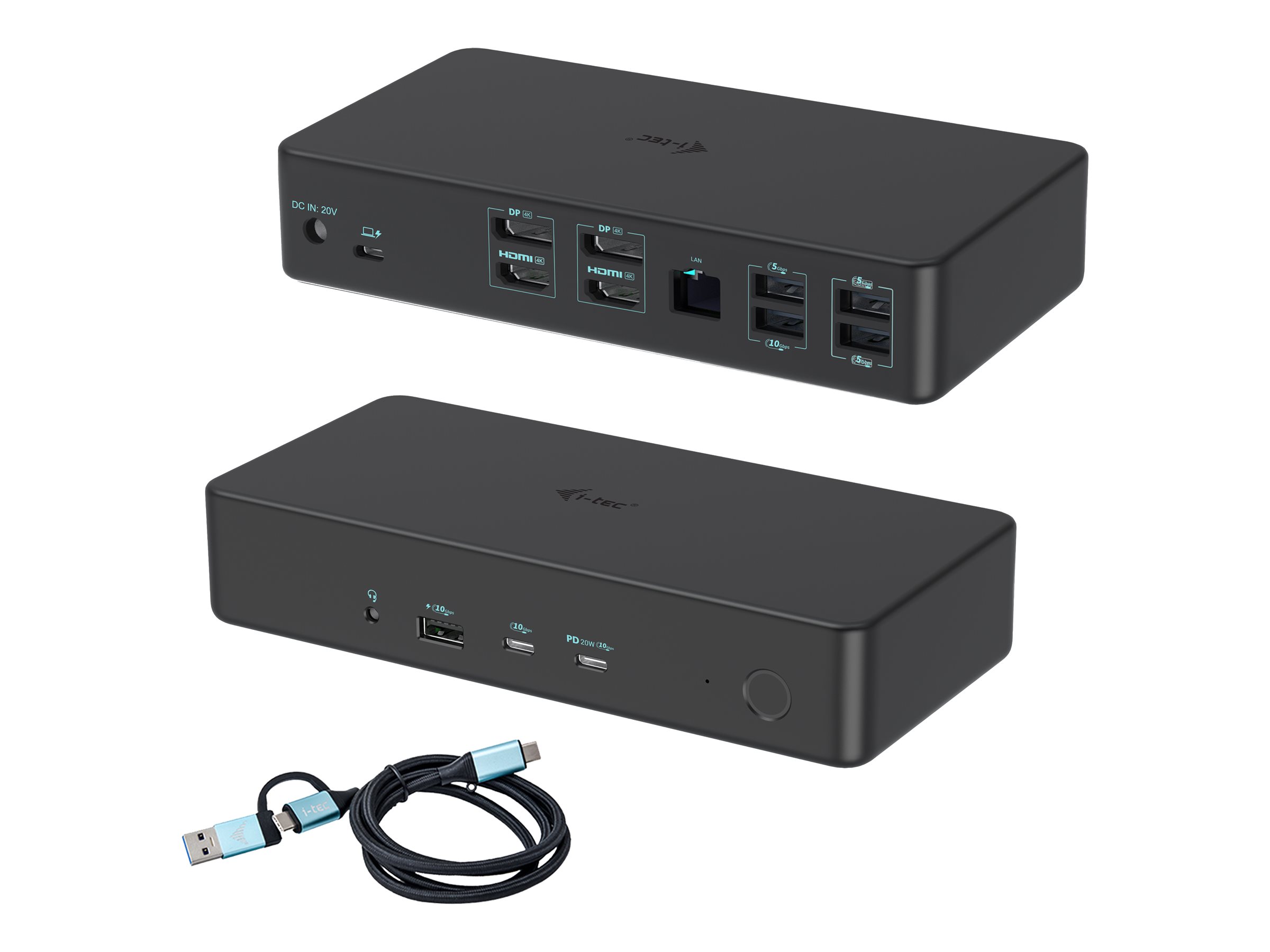 I-Tec CADUAL4KDOCKPD2 dockingstation - USB-C, 4K dual skærm, 100 W - Sort