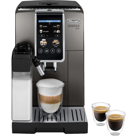 De'Longhi Dinamica Plus ECAM380.95.TB - Automatisk kaffemaskine med mælkeskummer - 15 bar - titansort
