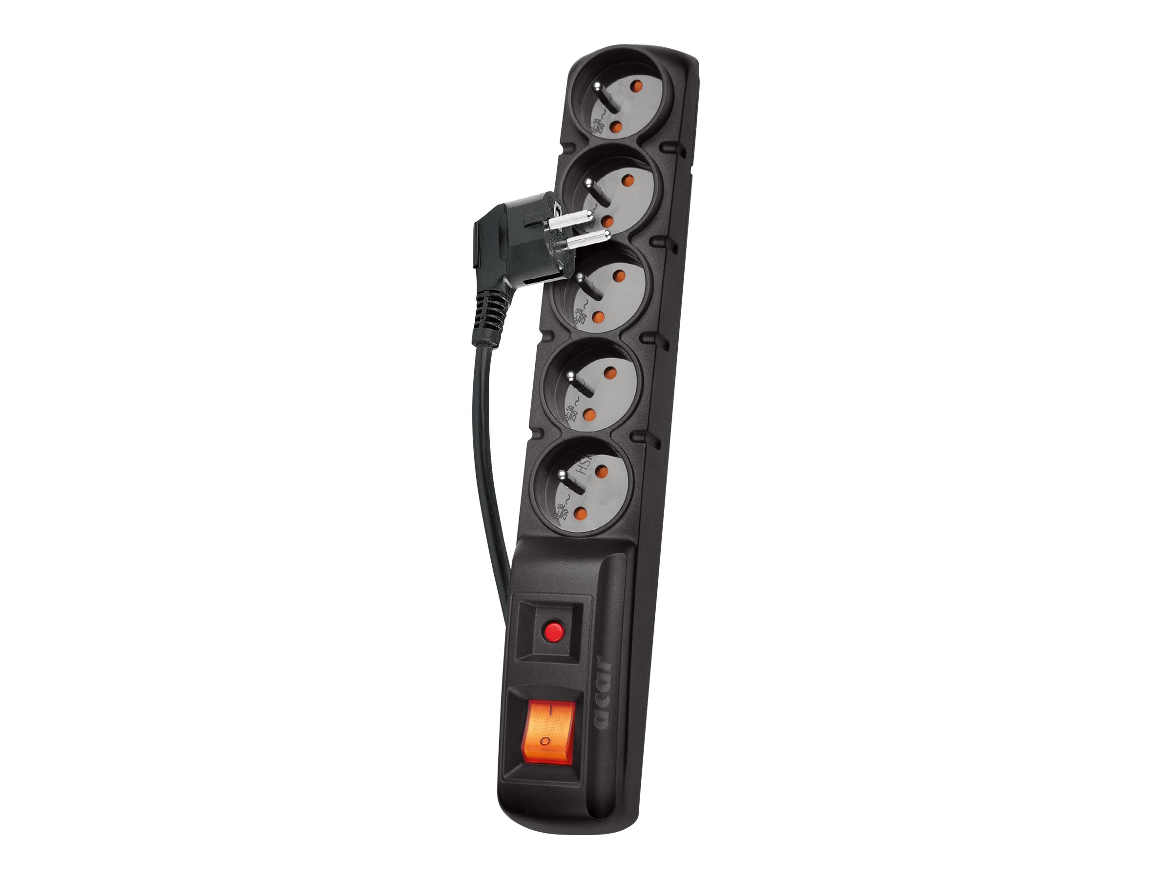 acar F5 Strømstødsbeskytter 5-stik 10A Sort 1m