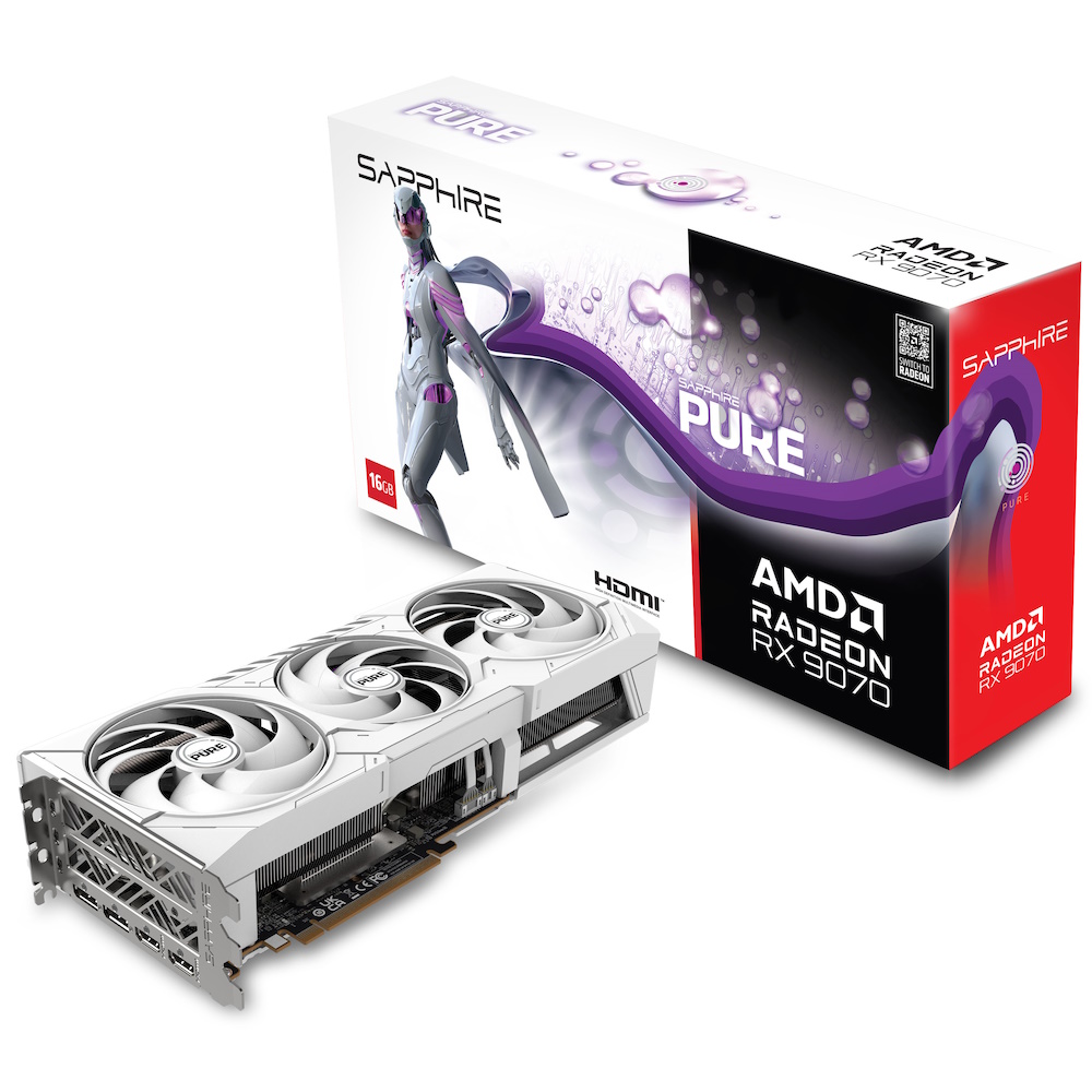 Sapphire Pure Radeon RX 9070 - Grafikkort - Radeon RX 9070 - 16 GB GDDR6 - PCIe 5.0 x16 - 2 x DisplayPort, 2 x HDMI