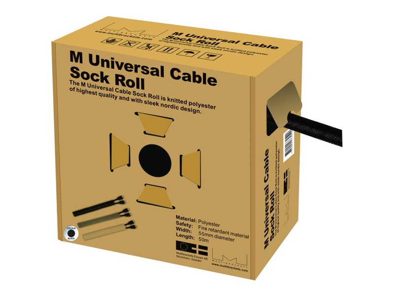 Multibrackets M Universal Cable Sock Roll Black 55mm-W 50m-L