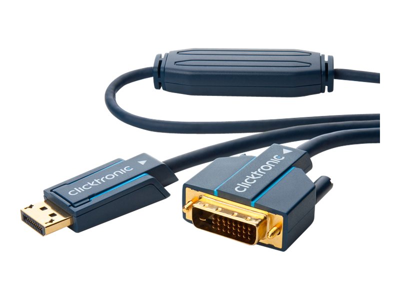 ClickTronic Adapterkabel för aktiv DisplayPort™ till DVI-D Premiumkabel | 1x DisplayPort™-kontakt >> 1x DVI-D-kontakt | 2,0 m | WUXGA @ 60 Hz
