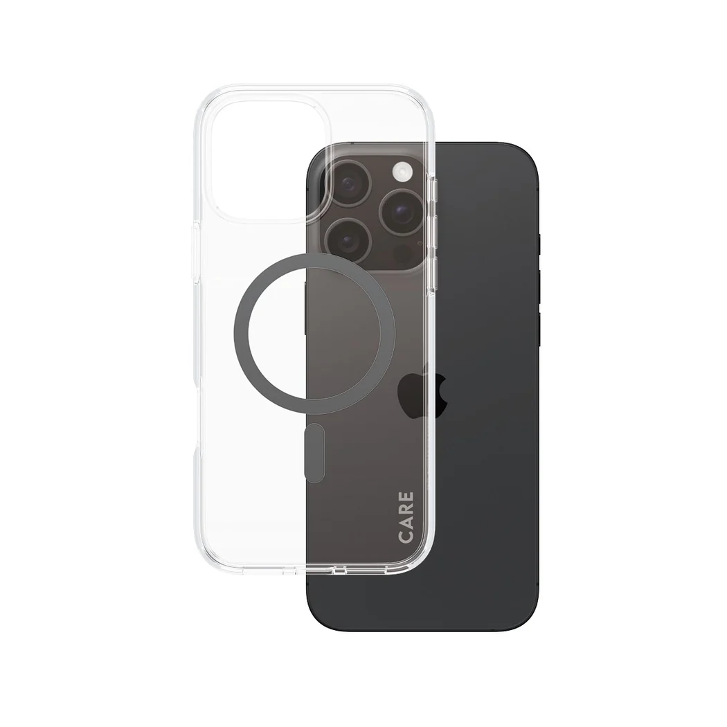 CARE by PanzerGlass Urban Combat - Bagsidecover til mobiltelefon - MagSafe-kompatibilitet - termoplastisk polyuretan (TPU), polycarbonat (PC) - sort, gennemsigtig - for Apple iPhone 16 Pro Max