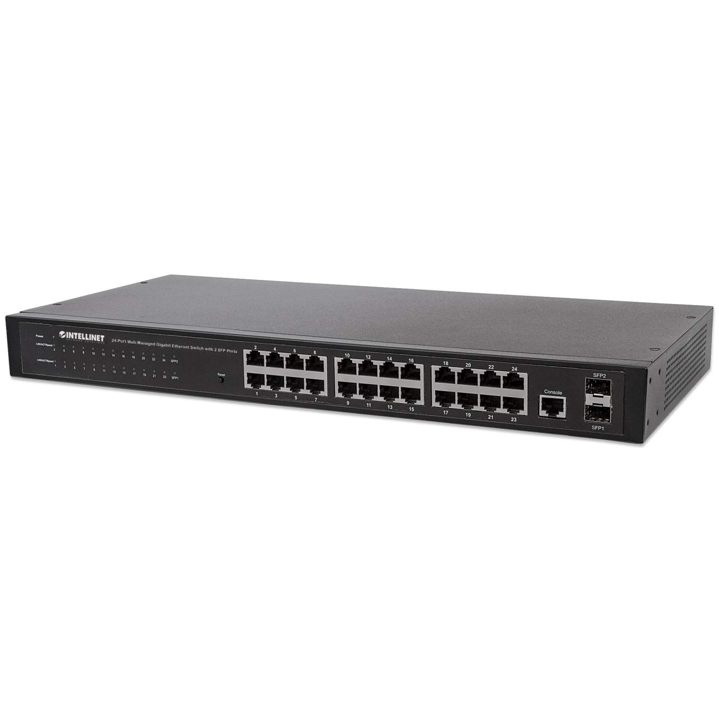 Intellinet 24-Port Network , 24-Port (RJ45), Rackmount, , 4 SFP, Web- , Mbit/ (Euro 2-pin plug) Switch 24-porte Gigabit