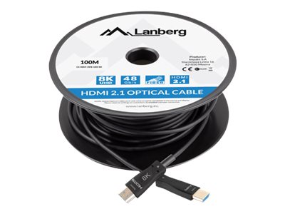 Lanberg HDMI 2.1 fiberoptisk HDMI-kabel - 100 m, sort