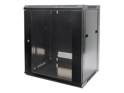 Intellinet Network Cabinet, Wall Mount (Standard), 9U, Usable Depth 260mm/Width 510mm, Black, Flatpack, Max 60kg, 19", Metal & Glass Door, Back Panel,