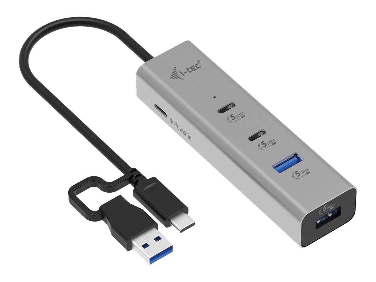 I-Tec - hub - universal charging metal - 4 ports USB hub - 4 ports - Sølv