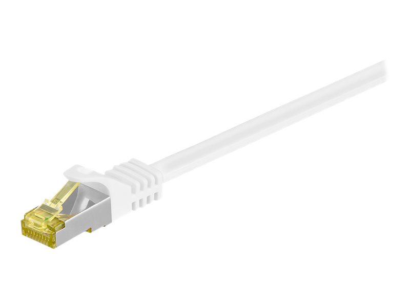 Goobay RJ45 netværkskabel S/FTP (PiMF), 500 MHz, med CAT 7 råkabel, hvid, 10 m LSZH halogenfri kabelkappe, kobber, RJ45-hanstik (CAT 6A)