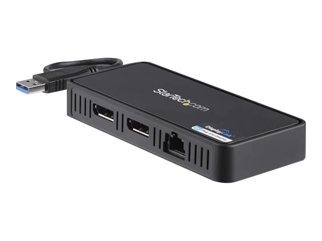 Startech USB 3.0 Mini Dock, Dual Monitor USB-A Docking Station w/ DisplayPort 4K 60Hz Video & Gigabit Ethernet, 1ft (30cm) Cable, Portable USB 3.1 Gen 1 Type-A Laptop Adapter, 4K Dock - DisplayLink Mini Dock (USBA2DPGB) - Dockingstation - USB - 2 x DP - 1GbE
