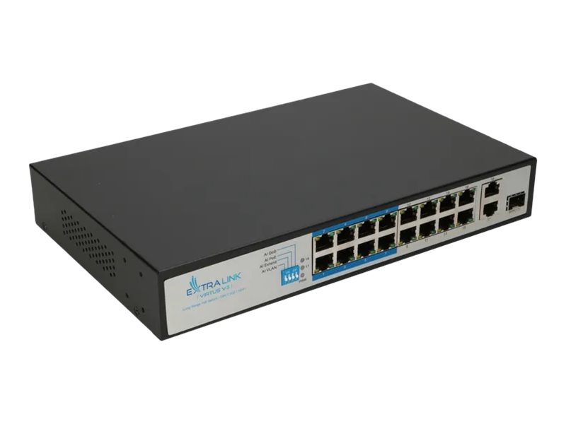 Extralink VIRTUS Switch 16-porte 10/100 PoE+