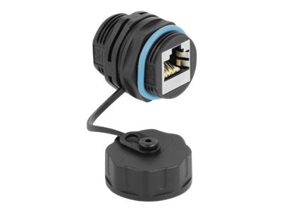 Delock - Netværkskobling - RJ-45 (hun) forseglet til RJ-45 (hun) beskyttende hætte - STP - CAT 6a - udendørs - sort, blå