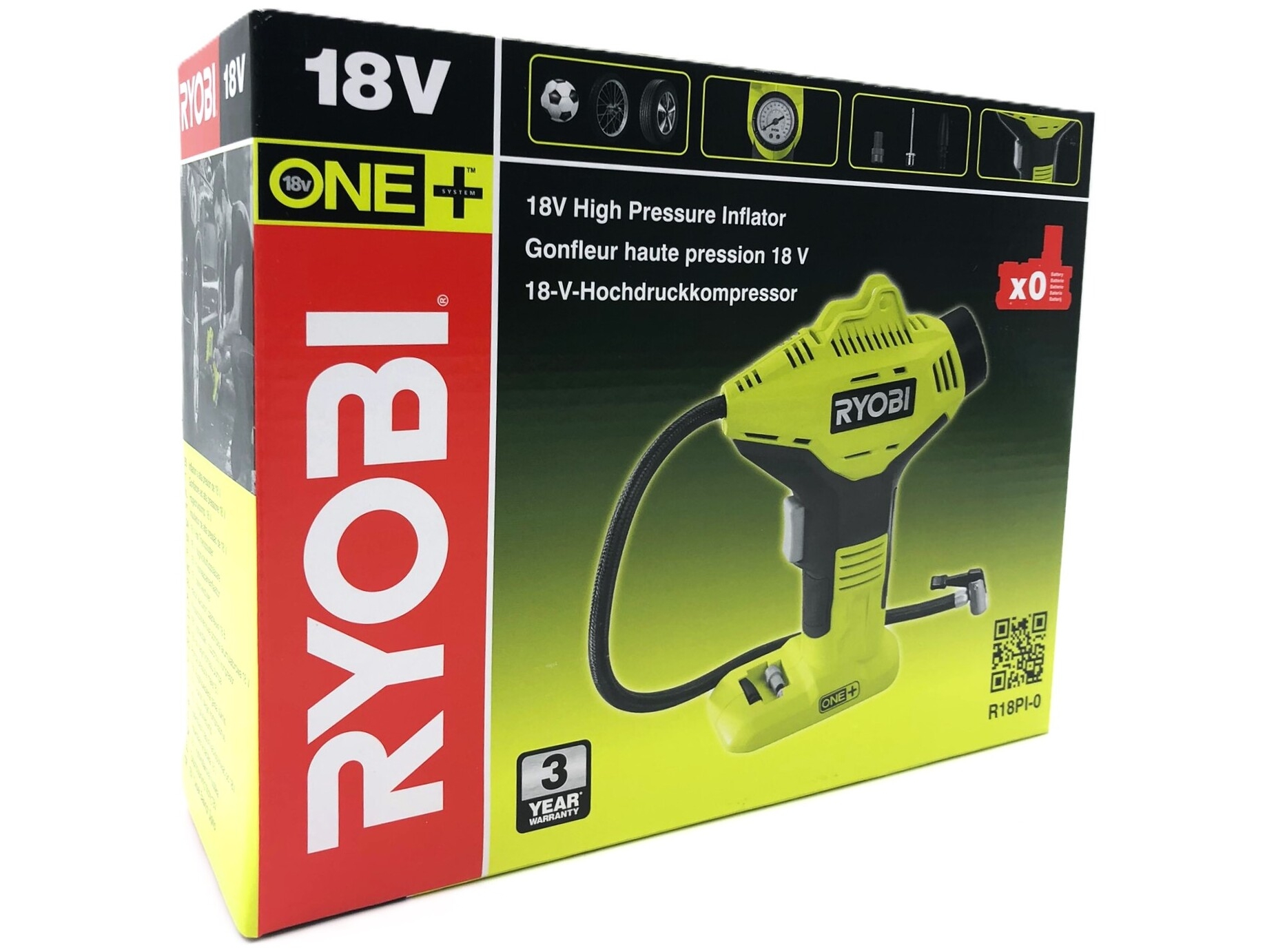 Ryobi One+ R18PI-0 luftinflator - ledningfri - intet batteri