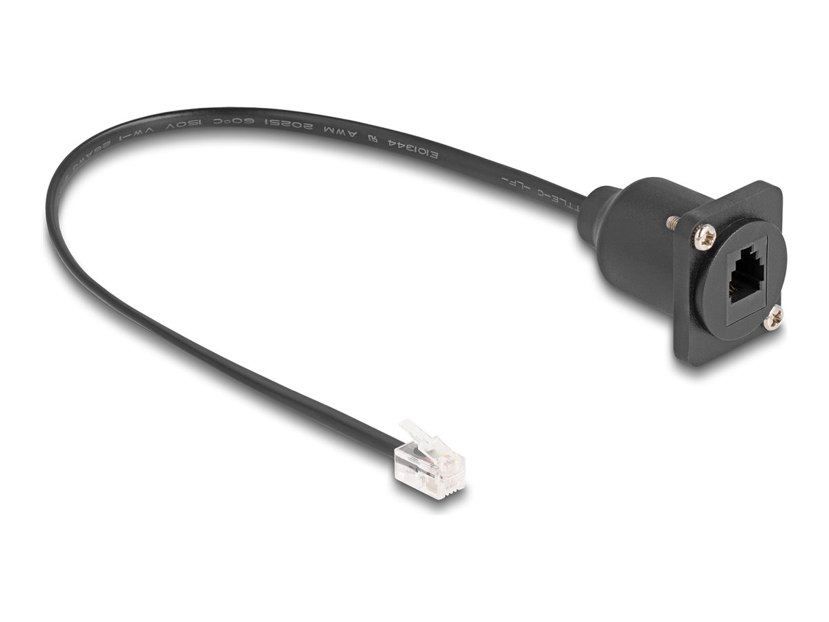 DeLOCK 30cm Forlængerkabel til telefon Sort