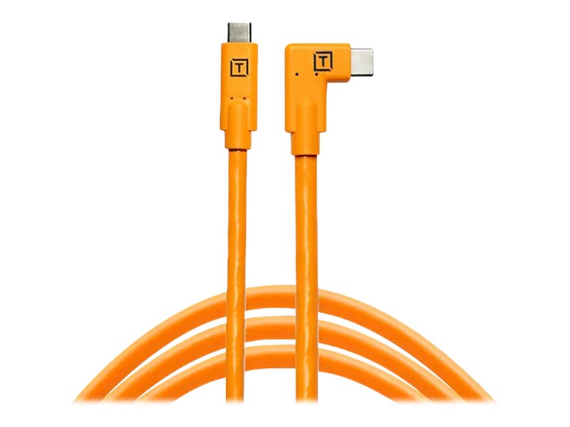 Tether Tools TetherPro - USB-kabel - 24 pin USB-C (han) lige til 24 pin USB-C (han) højrevinklet - USB 3.1 - 4.6 m - Power Delivery support - høj synligheds-orange
