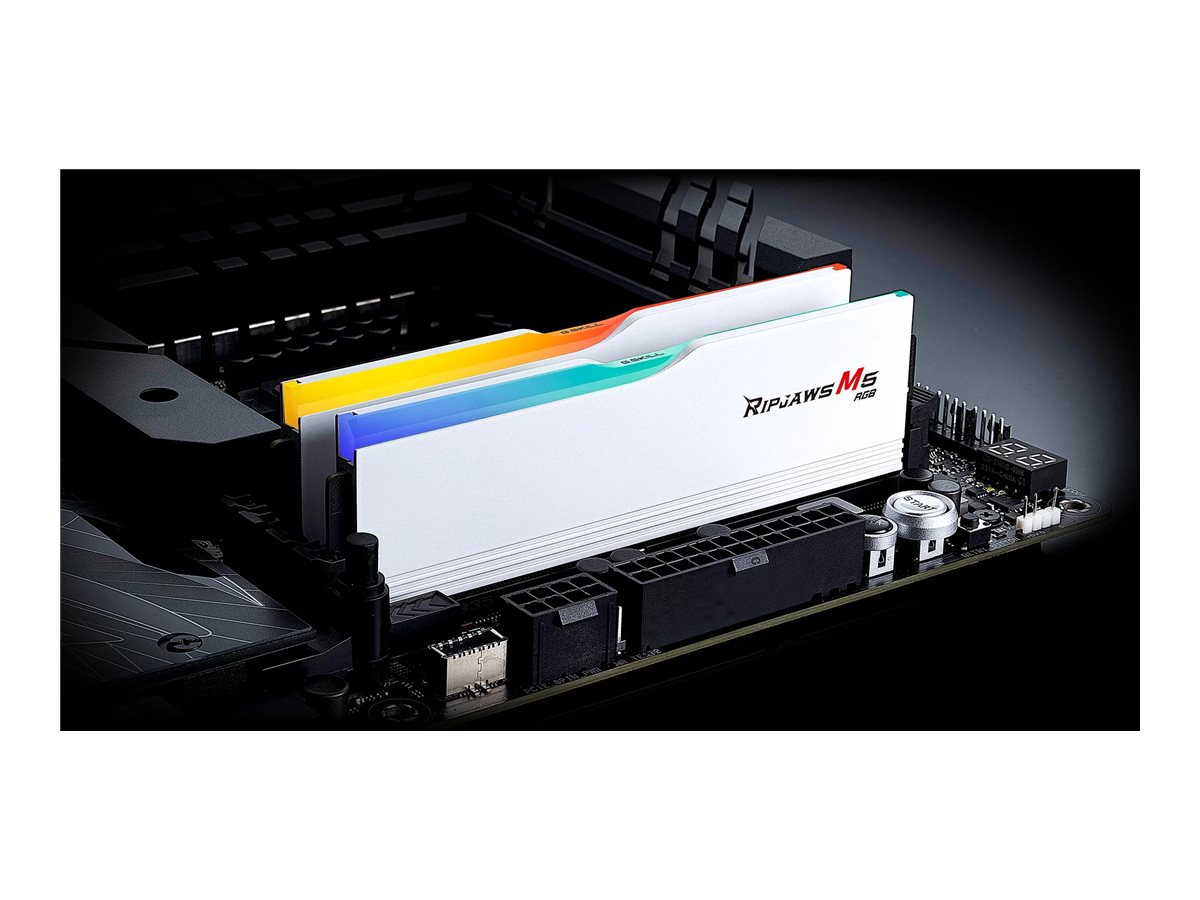 G.Skill Ripjaws M5 RGB DDR5-6000 - 32GB - CL30 - Dual Channel (2 pcs) - Intel XMP - Hvid med RGB