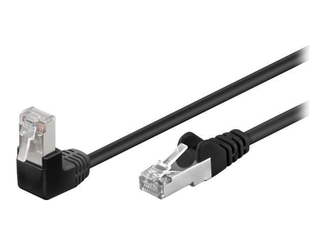 goobay - Netværkskabel - RJ-45 (han) til RJ-45 (han) - 10 m - foldet uskærmet snoet par (F/UTP) - CAT 5e - formet, knastfri, 90° stik - sort