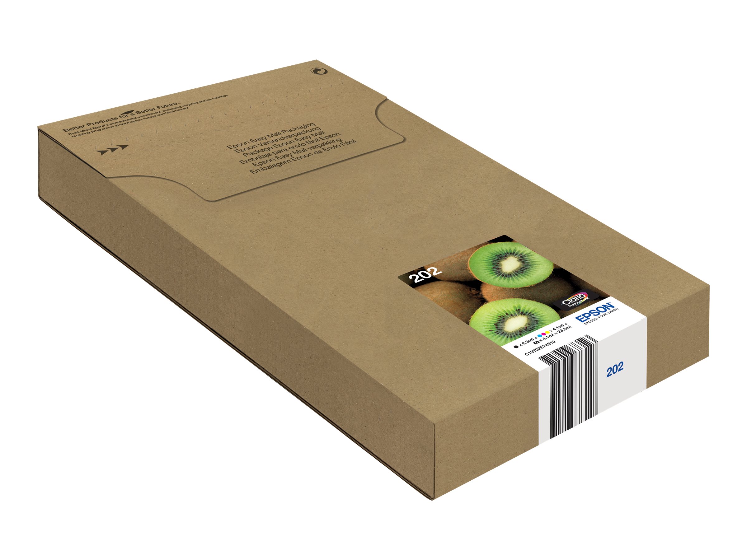 Epson 202 Multipack Mail Packaging Sort Gul Cyan Magenta Foto-sort Blæk C13T02E74510
