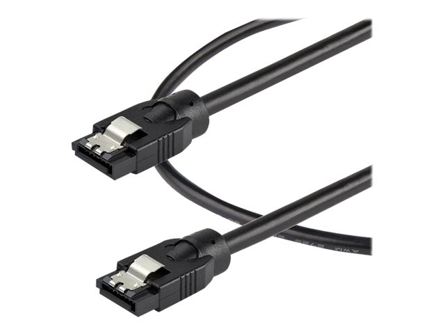 StarTech 0.3 m Round SATA Cable - Latching Connectors - 6Gbs SATA Cable - SATA-kabel - Serial ATA 150/300/600 - SATA (R) haspet til SATA (R) haspet - 30 cm - rund - sort