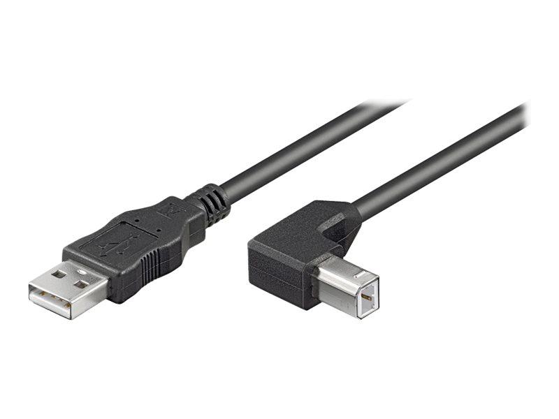 Pro USB-A <-> USB-B 2.0 - 90° - 5m - Sort
