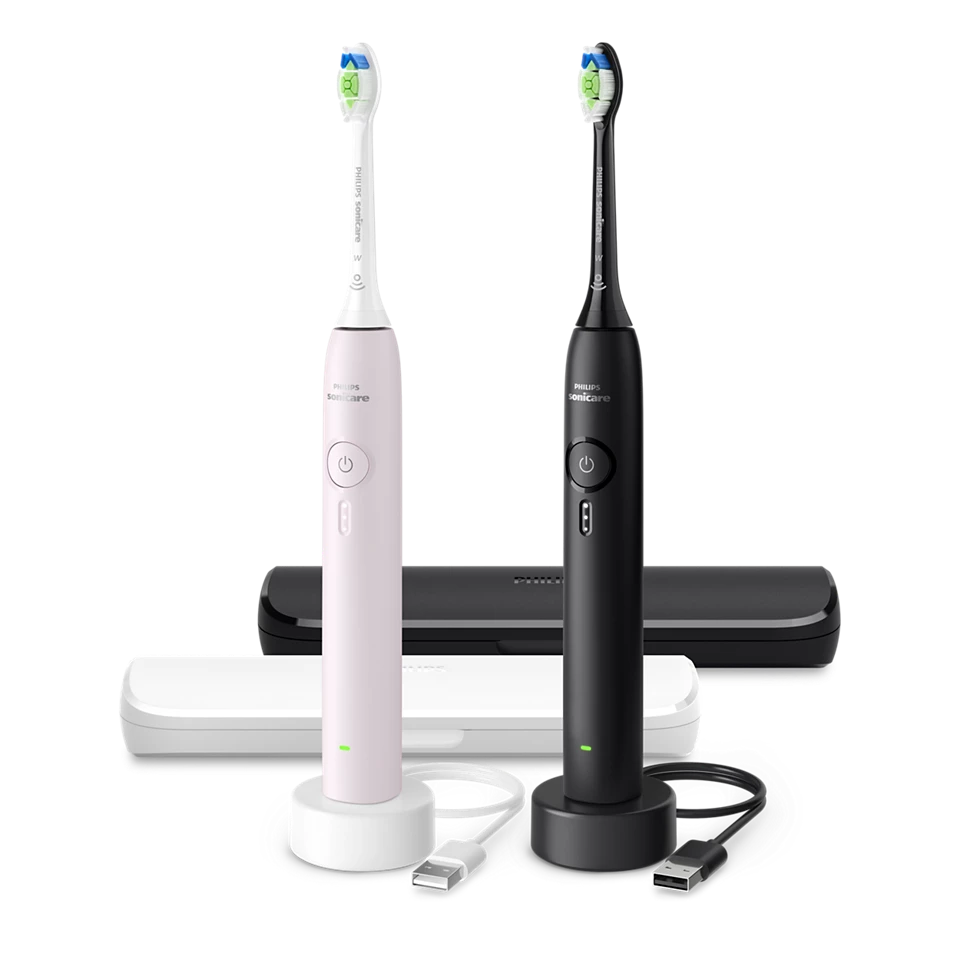 Philips 3100 series 3100 HX4072/42 Genopladelig tandbørste, Voksen, Sonisk tandbørste, Daglig pleje, 31000 Omdrejninger pr. minut, Sort, Lyserød, 2 m