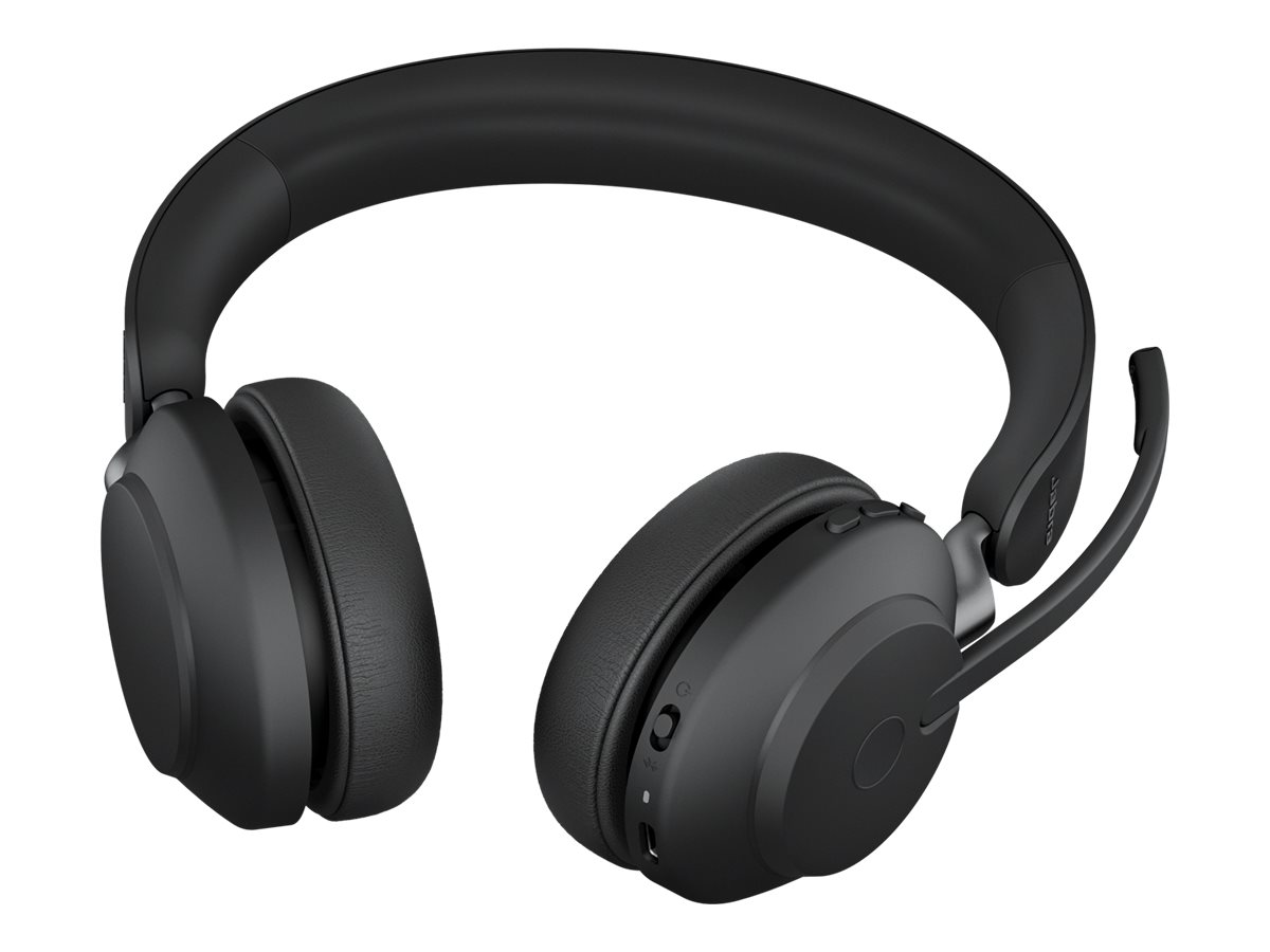 Jabra Evolve2 65 UC Stereo - Headset - på øret - Bluetooth - trådløs - USB-C - støjisolerende - sort
