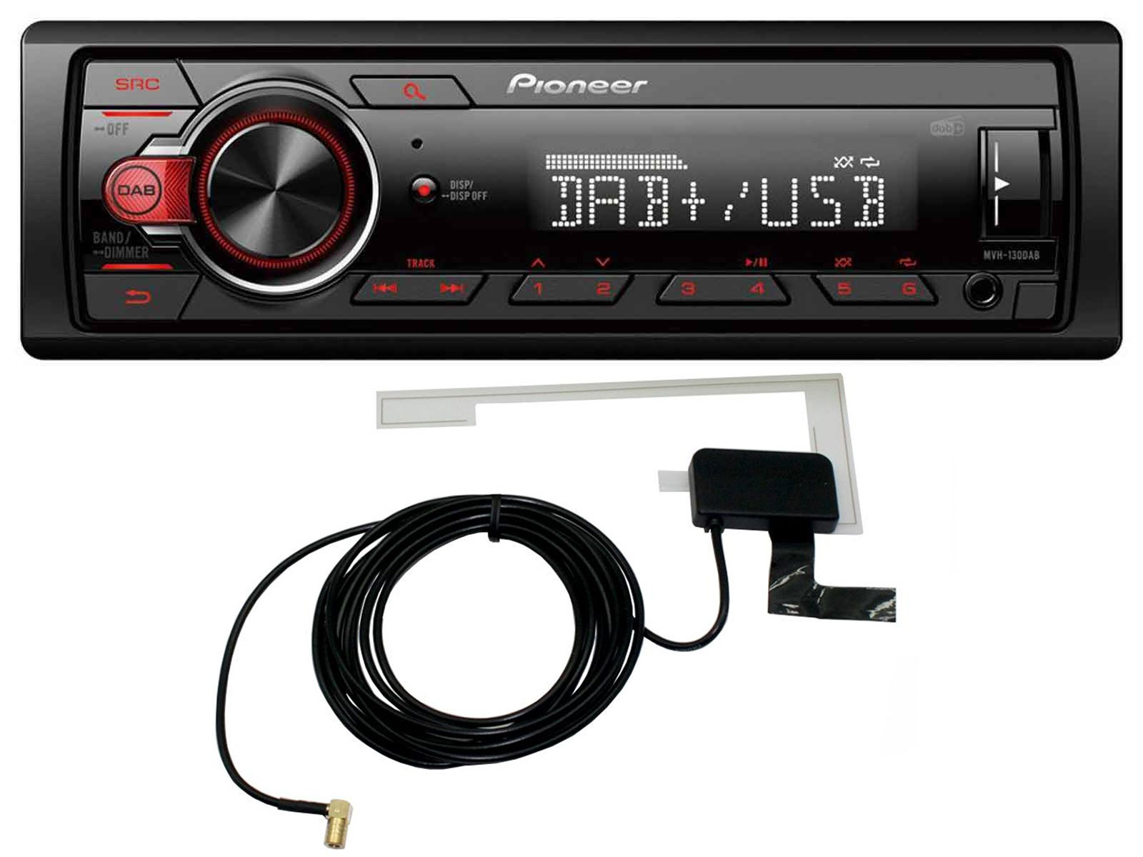 Pioneer MVH-130DABAN, Sort, Rød, 1 DIN, 200 W, 4.0 kanaler, 50 W, 4 ohm (O)