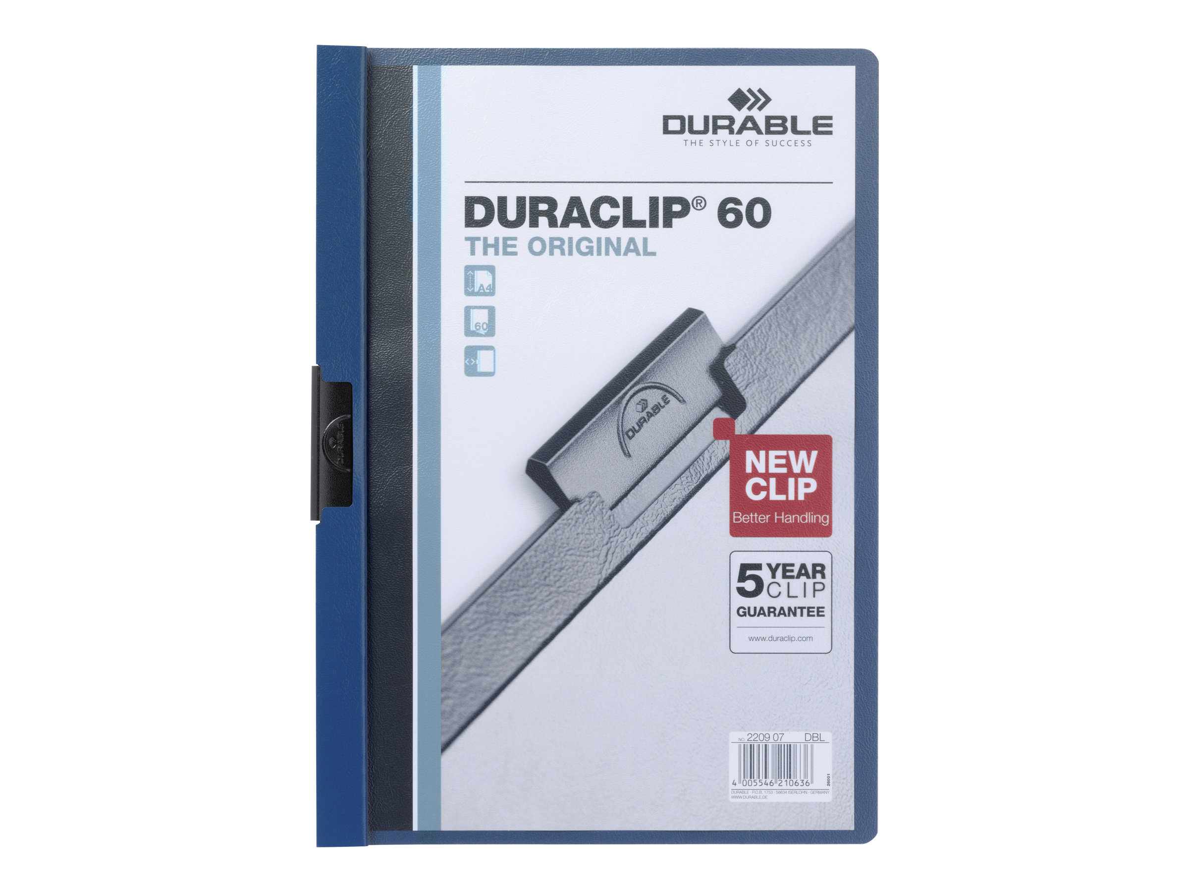 DURABLE DURACLIP 30 Mørkeblå med transparent frontdække Klemmefil A4 (210 x 297 mm) Mørkeblå med transparent frontdække