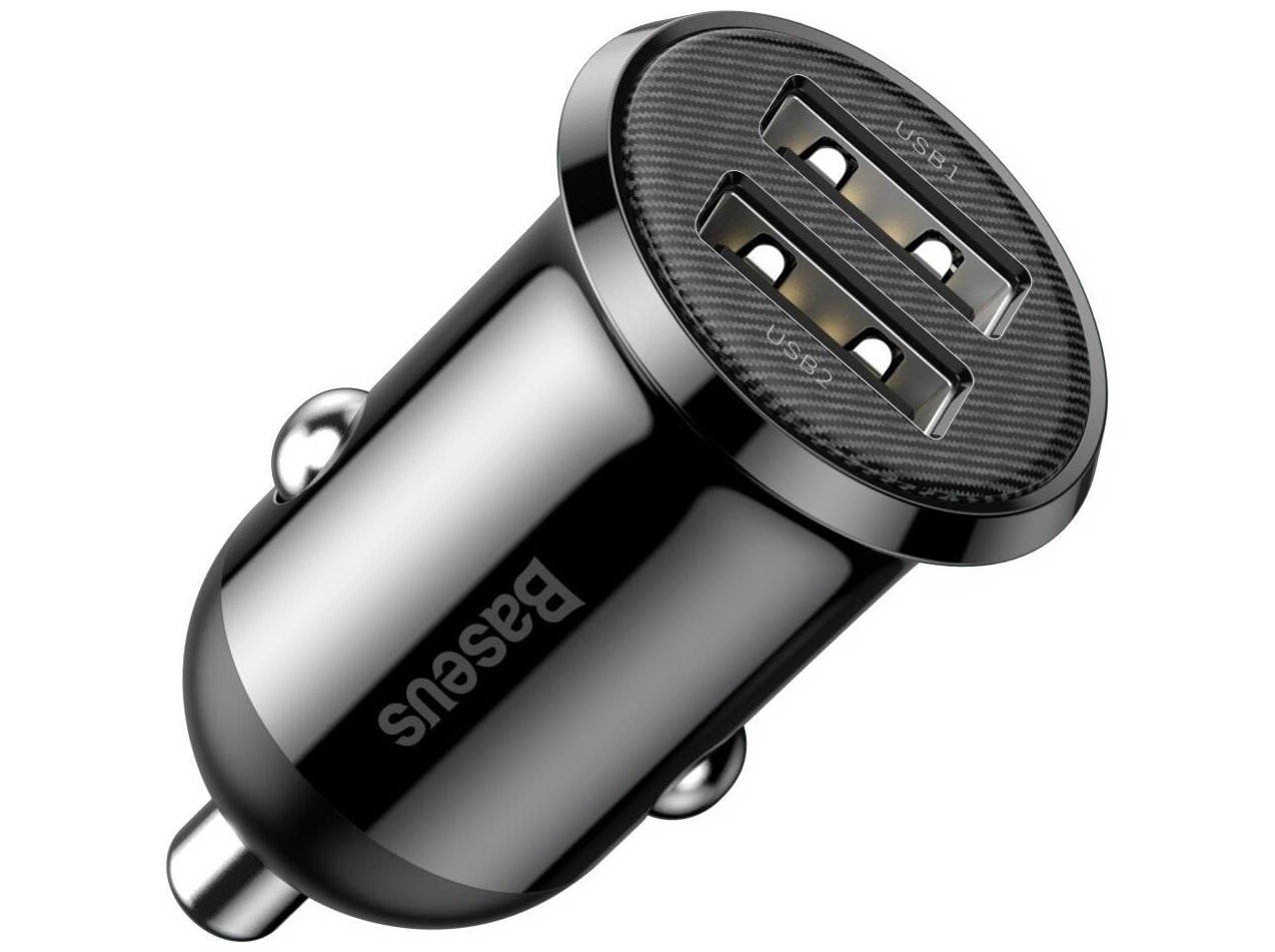 Baseus CCALLP-01 biloplader - 2x USB, 4,8 A, 24 W - sort