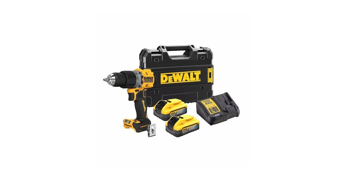 Dewalt 18V XR kulløs slagboremaskine inkl. 2 x 1,7Ah POWERSTACK batterier TSTAK - DCD805E2T-QW