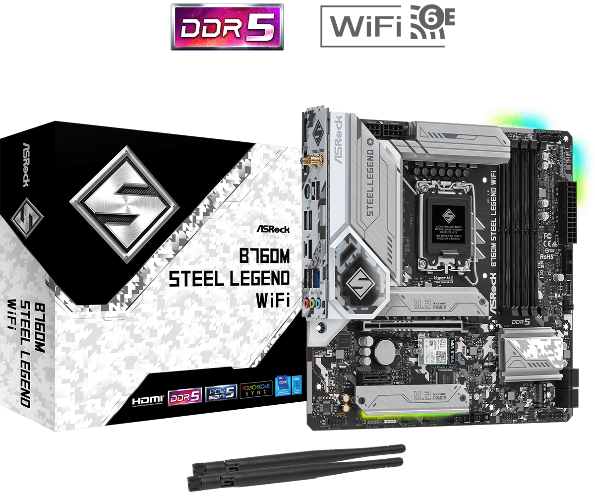 ASRock B760M Steel Legend WiFi Micro-ATX LGA1700 Intel B760 billede