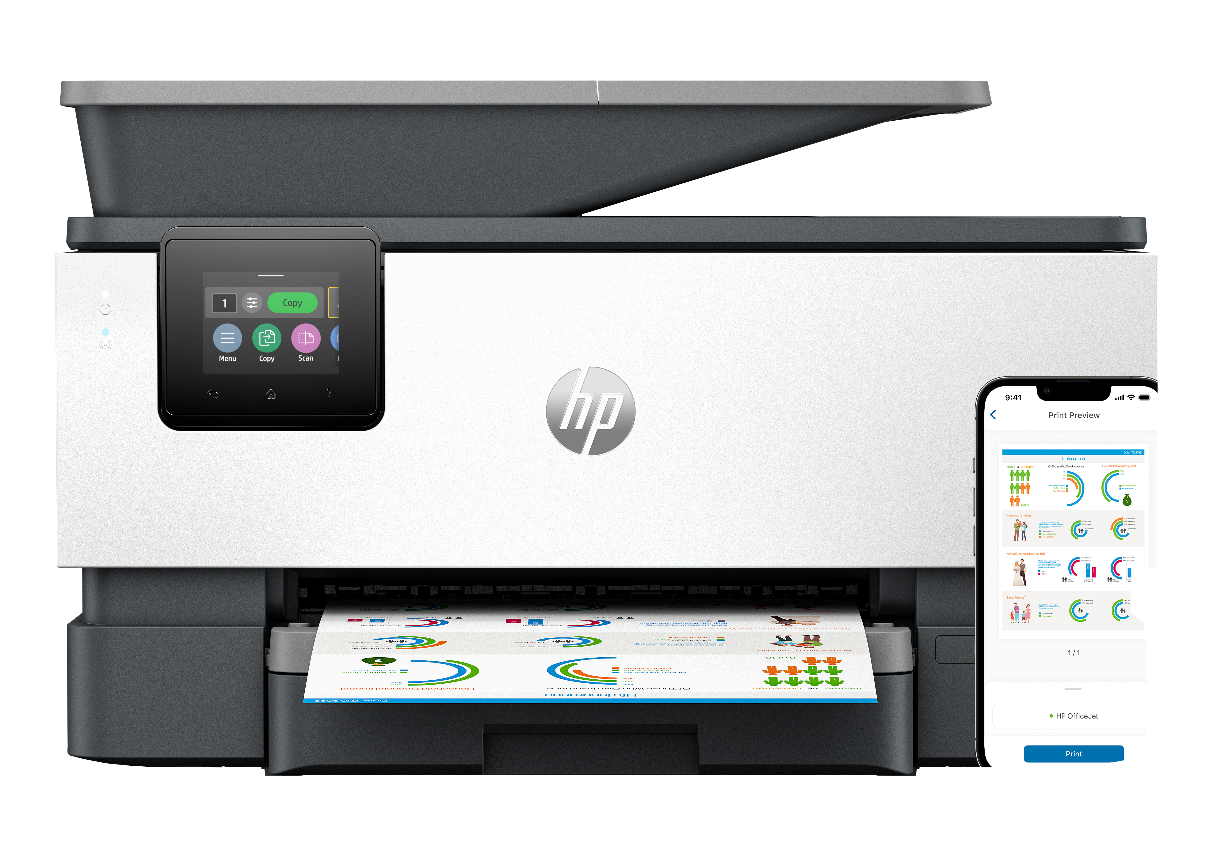 HP Officejet Pro 9122e All-in-One Multifunktion - Farve - Blæk