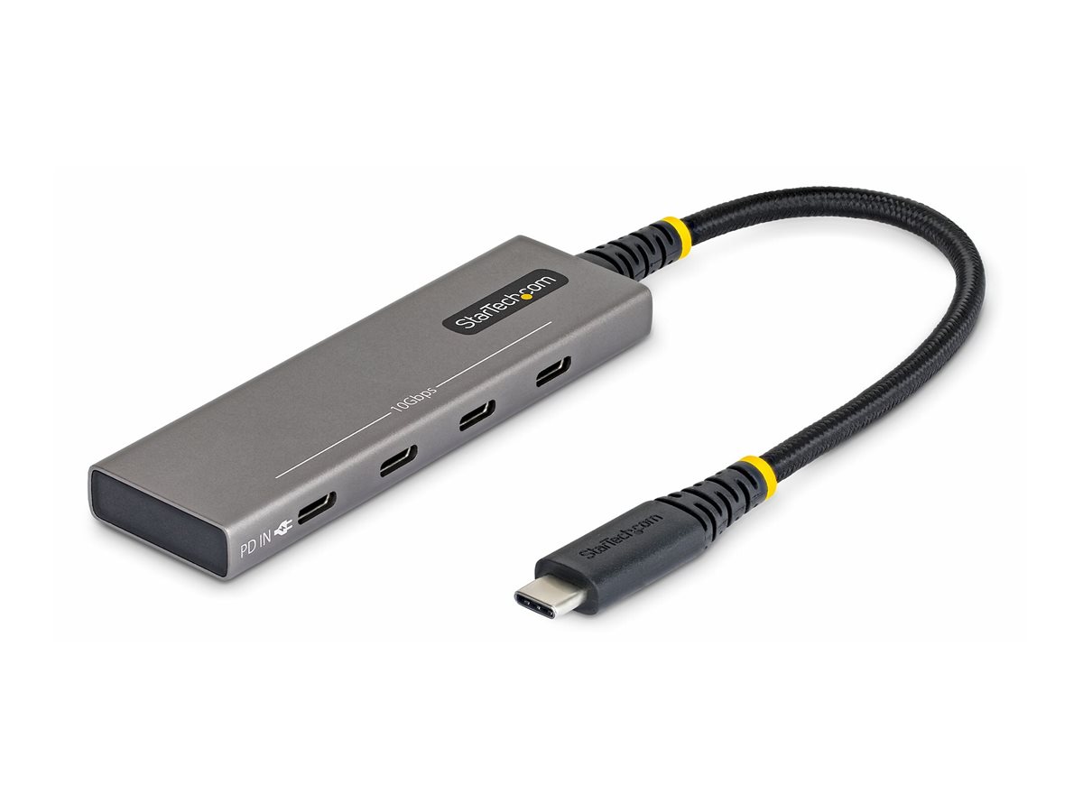 StarTech.com Startech - hub - 4-port 10 Gbps 100 W PD charging overcurrent protection PCR aluminium - 4 ports USB hub - USB 3.2 - 4 ports - Grå