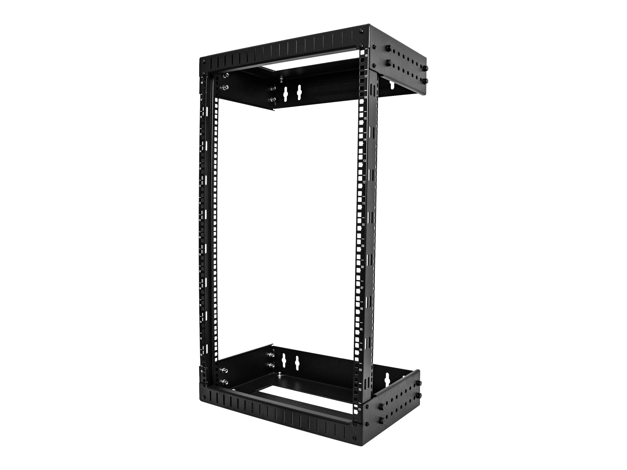 StarTech.com 18U 19" Wall Mount Network Rack, Adjustable Depth 12-20" 2 Post Open Frame Server Room Rack for AV/Data/ IT Communication/Computer