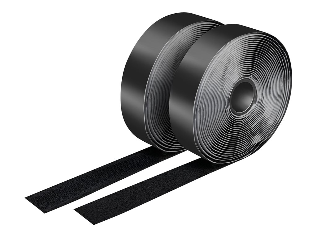 LogiLink - Velcrobånd med klæb 5 m x 25 mm - Sort