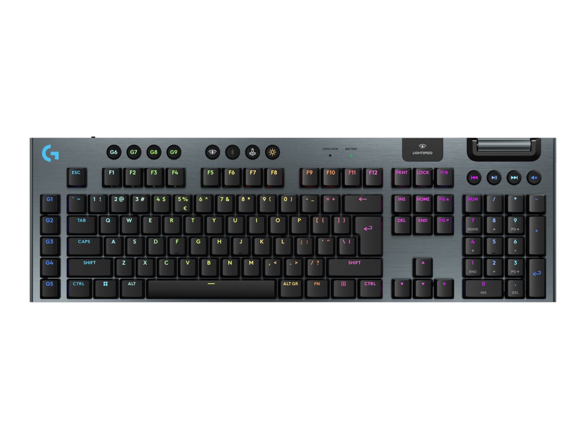 Logitech G G915 X - Tastatur - LIGHTSPEED - bagbelyst - trådløs - Bluetooth 5.0, 2.4 GHz, USB - QWERTY - US International - tastkontakt: GL Tactile - sort