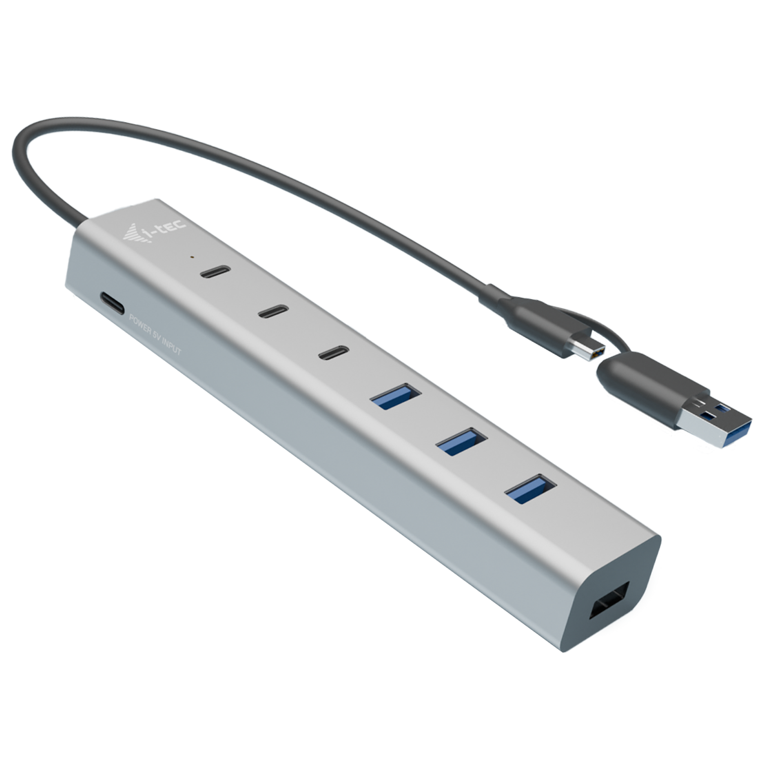 i-tec CAHUBMETAL7 interface hub USB 3.2 Gen 1 (3.1 Gen 1) Type-A + Type-C 5 Mbit/s Grå
