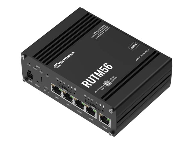 Teltonika RUTM56 - Trådløs router - mesh - WWAN 4-port switch - 1GbE - Wi-Fi 5 - Dual Band - 5G, 4G, 3G, 2G - DIN monterbar på skinne, væg-monterbar, overflademonterbar - for P/N: BAT120000000, PR1KC647, PR1KCI49, PR1KS536, PR1US540, PR2PP10B, PR3PXAU3, PR4MK04K