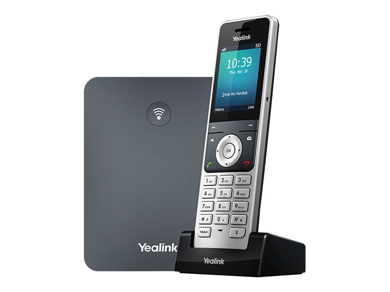 Yealink W76P - Trådløs telefon / VoIP telefon med opkalds-ID - 1900 MHz - DECT - 3-vejs opkaldskapacitet - SIP, SIP v2, VQ-RTCPXR, RTCP-XR - 10 linier - alabastersølv, klassisk grå