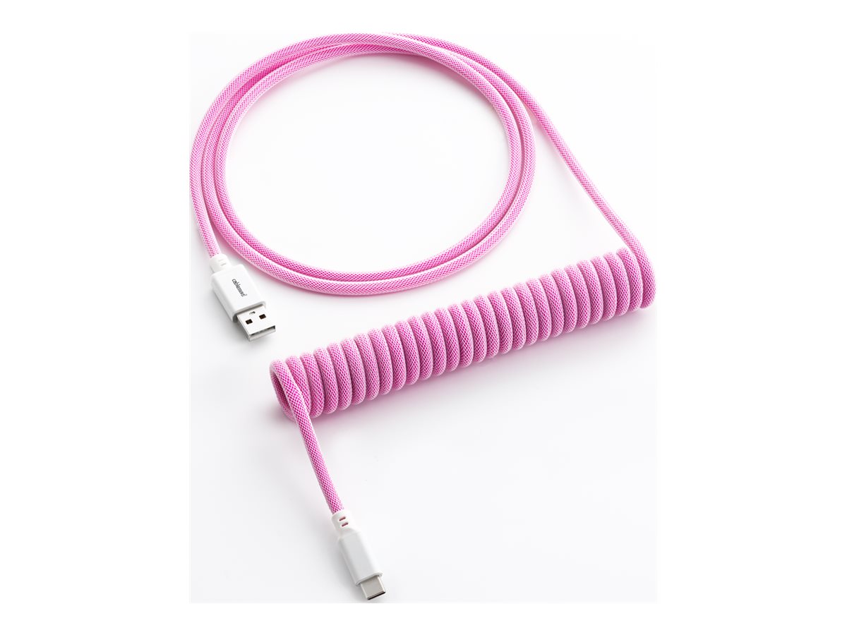 CableMod Classic Coiled Keyboard Cable USB A to USB Type C, Strawberry Cream - 150cm USB Kabler - GEEKD.dk