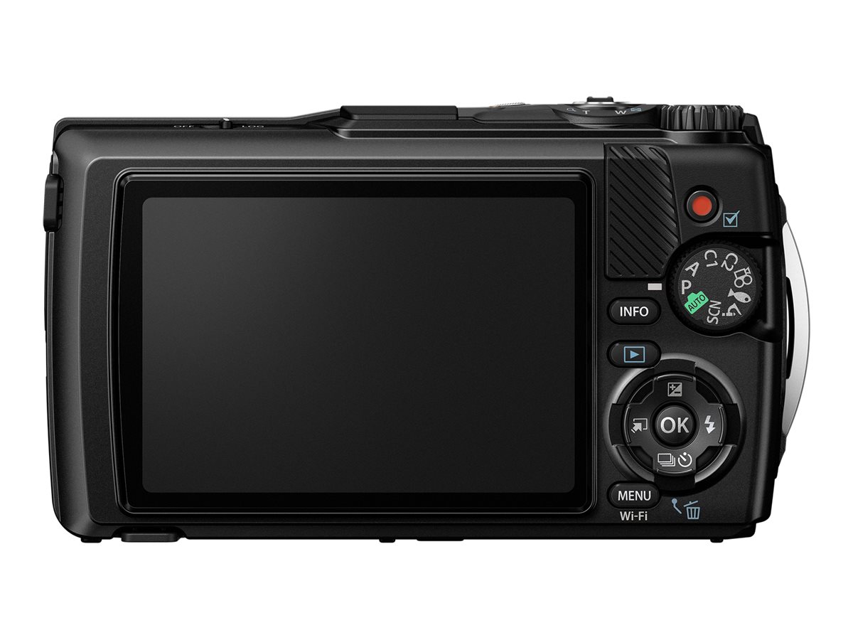 Olympus Tough TG-7 - Digitalkamera - kompakt - 12.0 MP - 4K / 30 fps - 4x optisk zoom - Wireless LAN, Bluetooth - undervands op til 15 m - sort