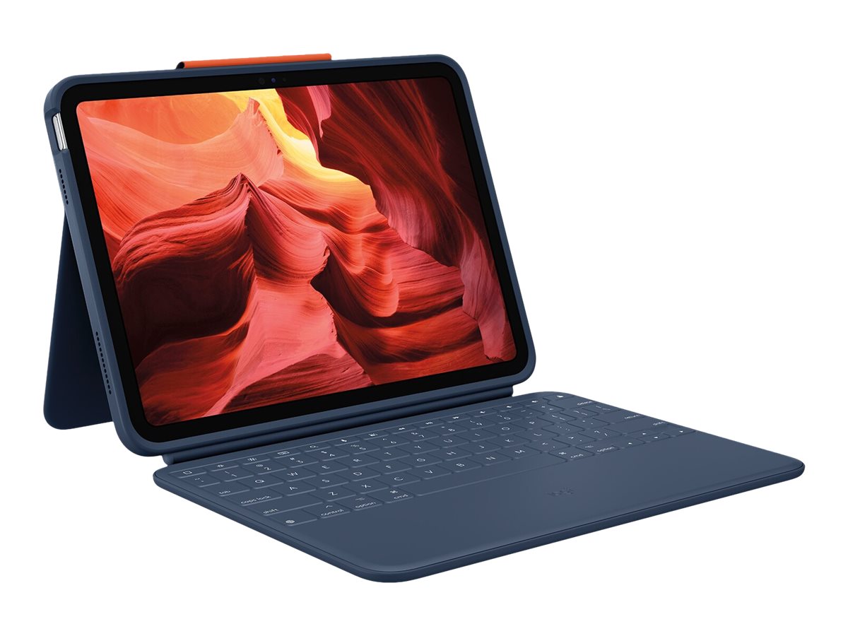 Logitech Rugged Combo 4 - Tastatur og folio-kasse - Apple Smart connector - QWERTY - Pan Nordic - marineblå - for Apple 10.9-inch iPad (10. generation)  iPad A16 Wi-Fi, A16 Wi-Fi + Cellular