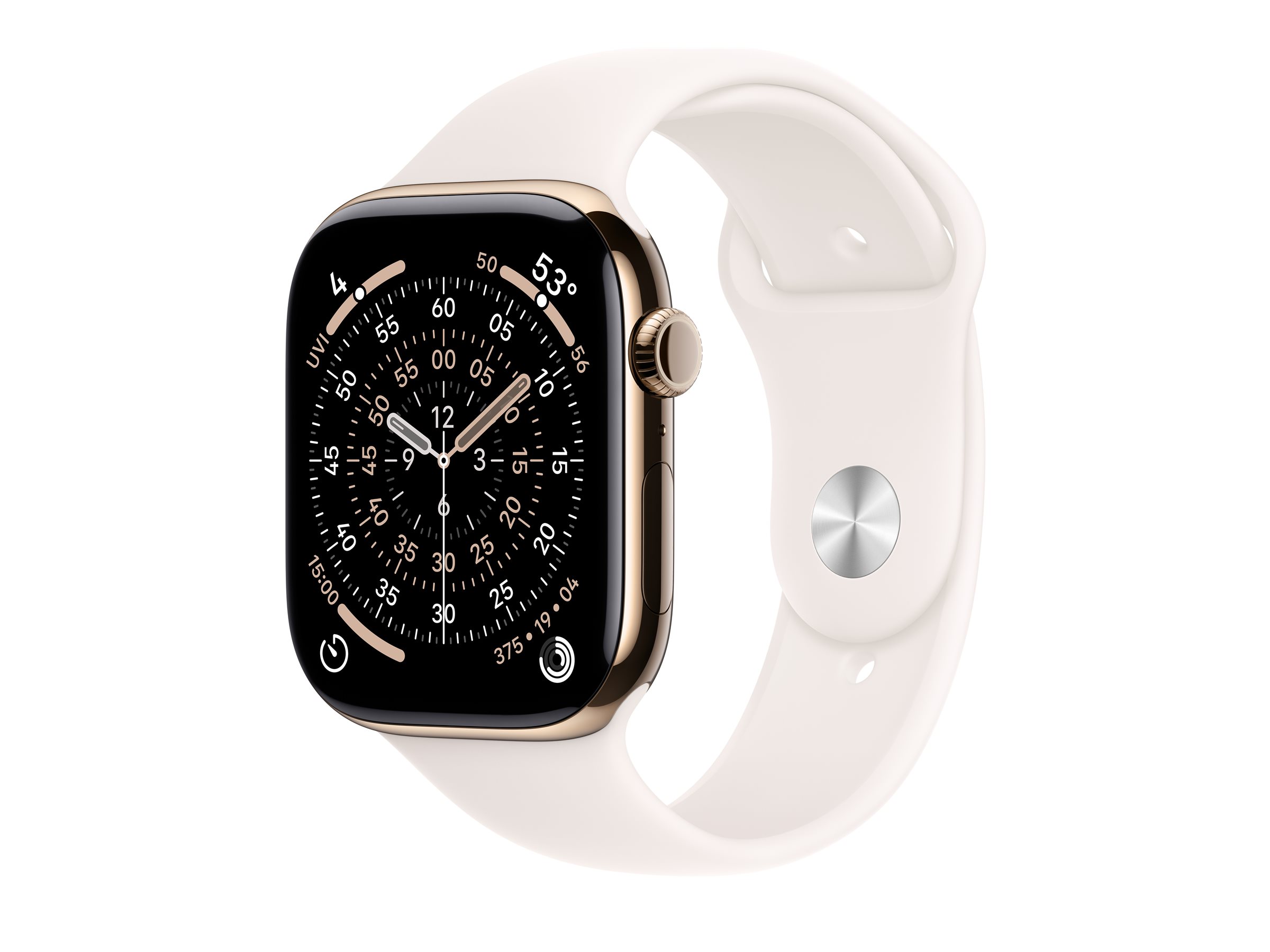 Smartwatch Apple Watch Series 11 GPS + Cellular 46 mm - guld titanium med Light Blush Sport Band (M/L)