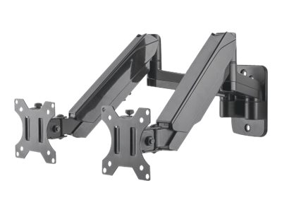 Manhattan TV & Monitor Mount, Wall, Full Motion (Gas Spring), 2 screens, Screen Sizes: 17-32", Black, Dual Screen, VESA 75x75 to 100x100mm, Max 8kg